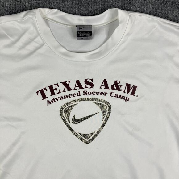 Nike T-Shirt Mens Size XL White Texas A&M Soccer Camp Dri-Fit Athletic Tee - Picture 1 of 10